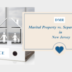 Couple reviewing financial documents and bank statements during a New Jersey divorce mediation to understand marital property, separate property, and equitable distribution.